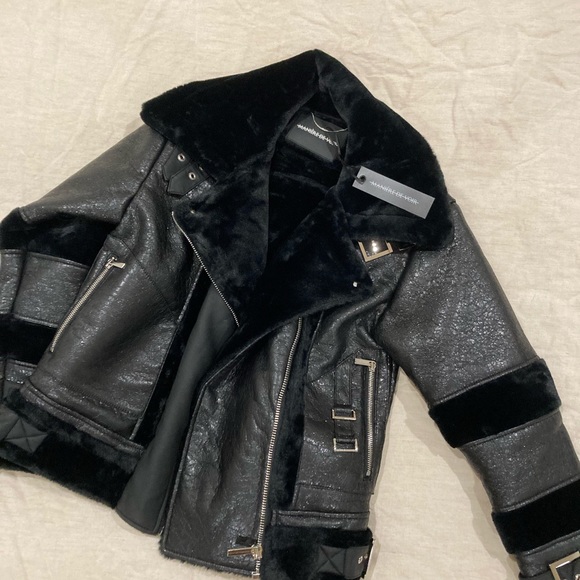 Black faux fur leather jacket - Picture 6 of 7